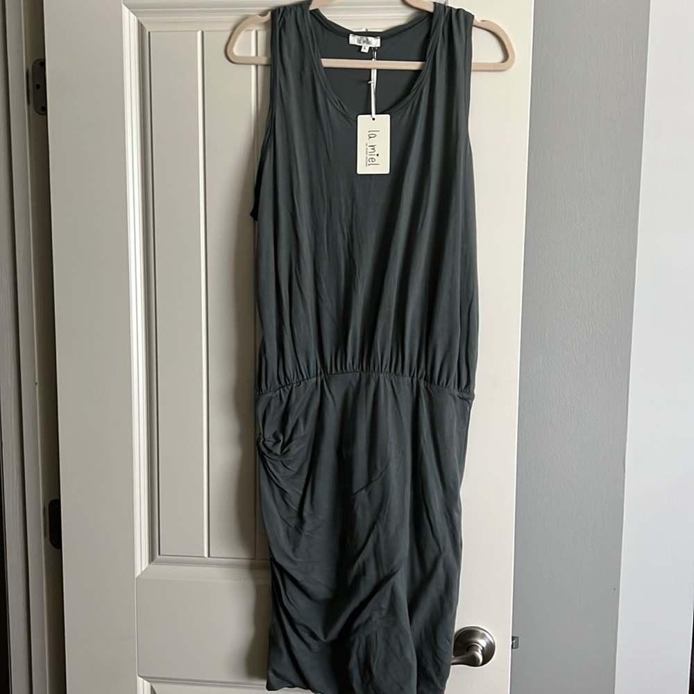 NWT Ruched Fitted Dress in Sage